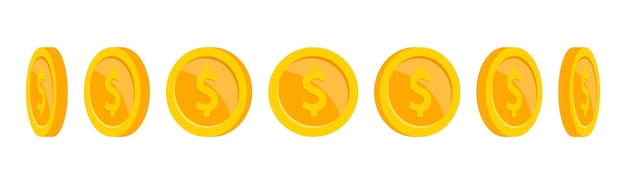 Анимация золотых монет Вращение монет под разными углами
