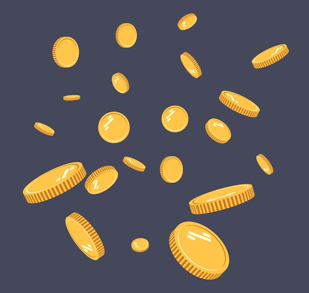 Gold coins explosion flat