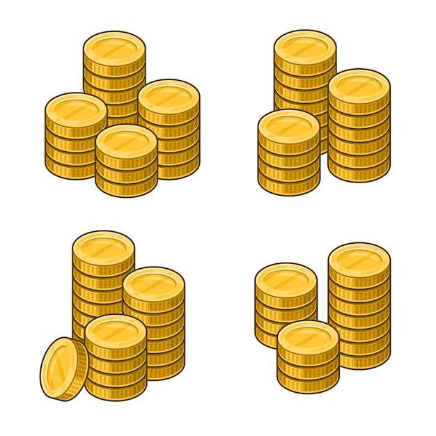 Вектор Стек золотых монет на белом фоне. векторная иллюстрация