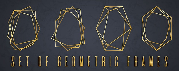 Vector gold collection of geometrical polyhedron.