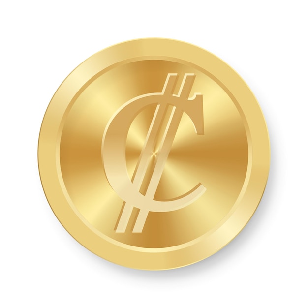 Gold Colon coin Concept of internet web currency Colon medal