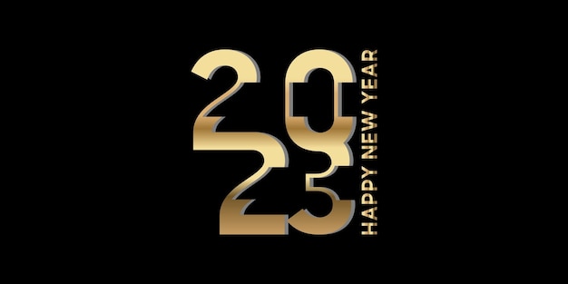Gold color 2023 number design and black background new year 2023
