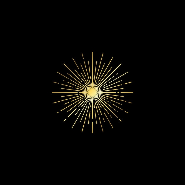 ゴールド カラーの抽象的なサンバースト装飾マンダラ ベクトルのロゴのテンプレート