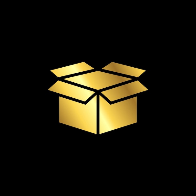 Gold Color Box Packaging Icon Vector Template