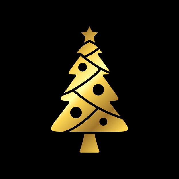Gold Color Christmas Decoration Icon Vector Template