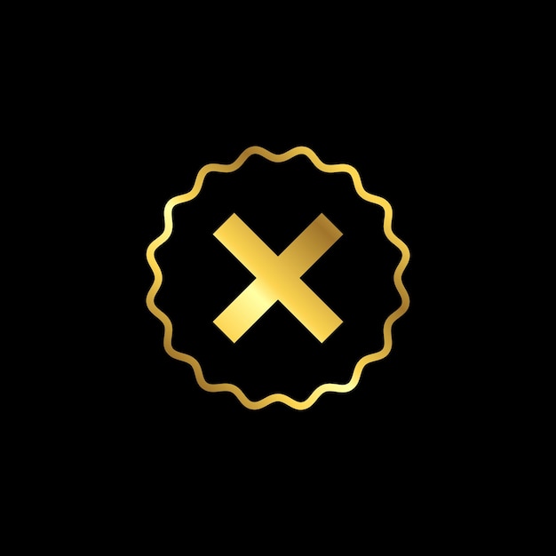 Gold Color Cross Sign Cancel Denial Icon Vector