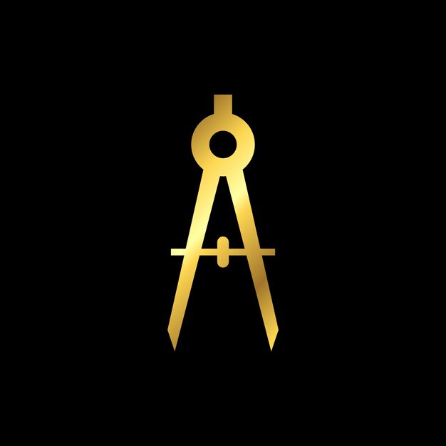 Gold Color Divider Architecture Compass Icon Vector Template