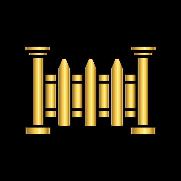 Gold color fence icon vector template logo trendy collection flat design