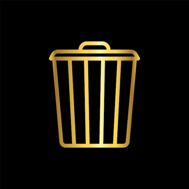 Gold color garbage bin icon vector template logo trendy collection flat design