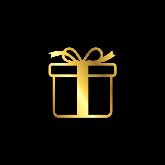 Gold Color Gift Box Icon Vector Template