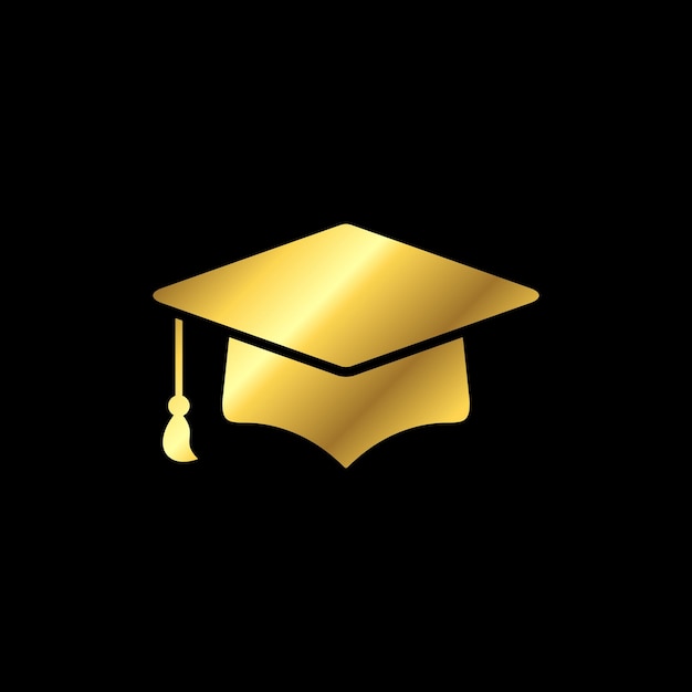 Gold color graduate cap icon vector template