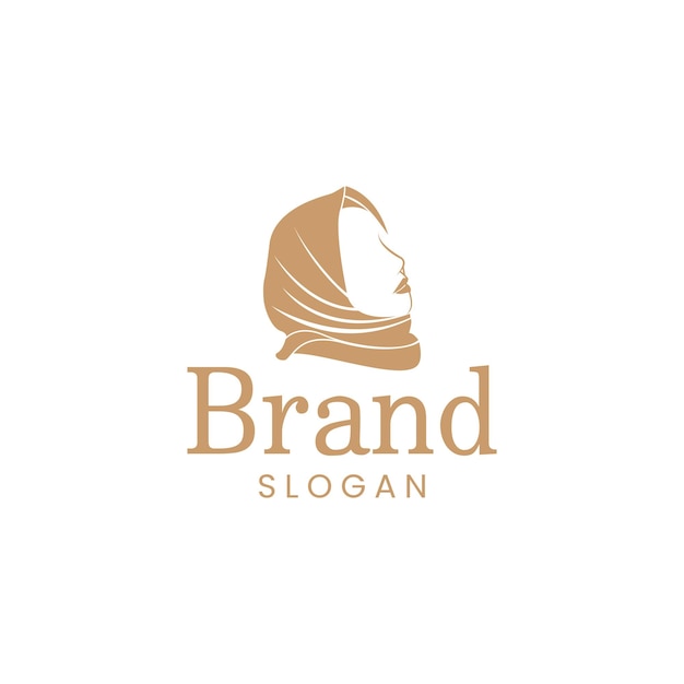 Vettore colore oro hijab semplice donna logo design