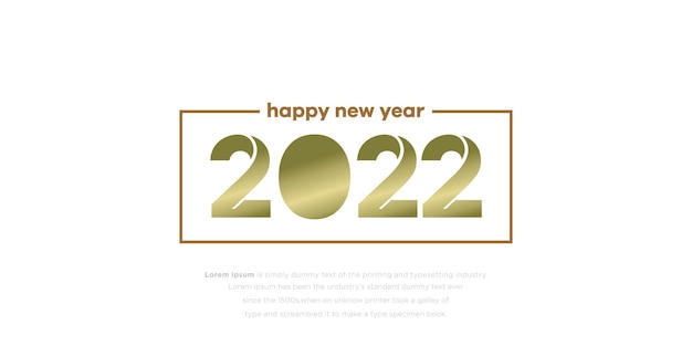 Gold color luxury 2022 happy new year greeting card design logo