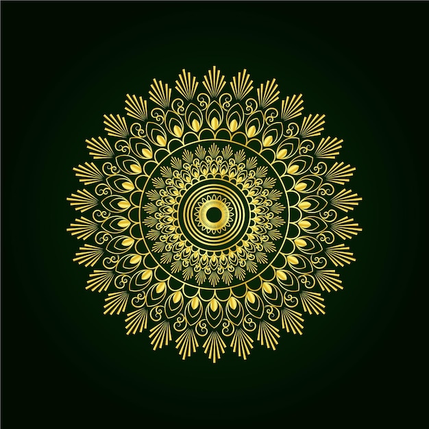 Gold color luxury mandala design template premium vector