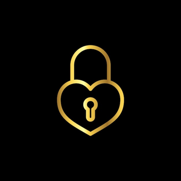 Gold Color Padlock Icon Vector Logo Template