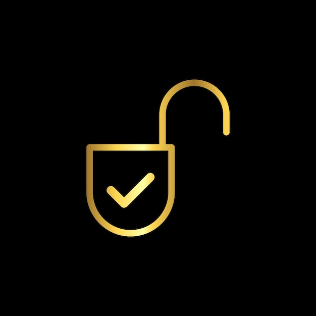 Gold Color Padlock Icon Vector Logo Template