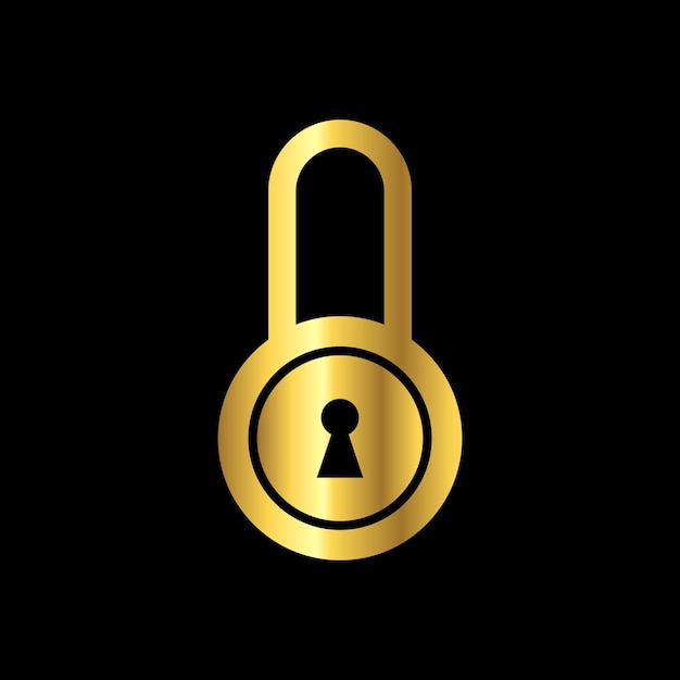 Gold Color Padlock Icon Vector Logo Template