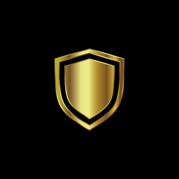 Gold Color Shield Secure Protection Icon Vector Template