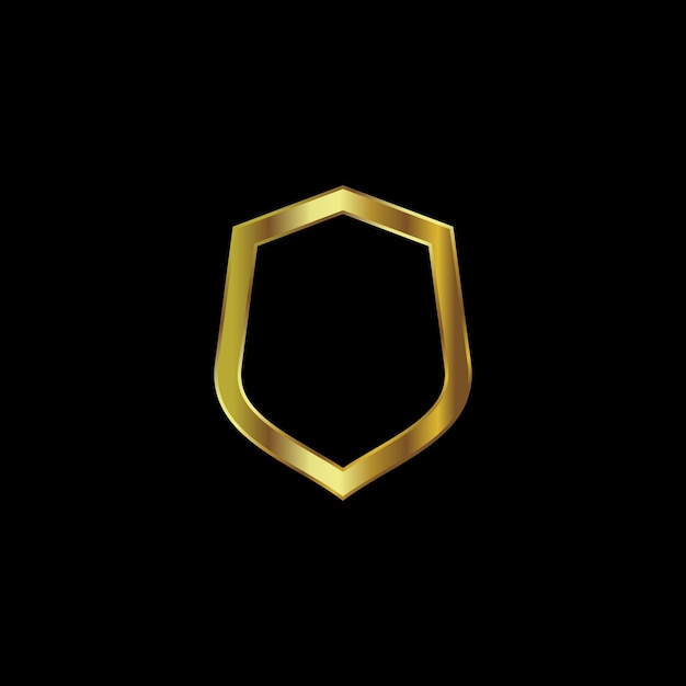 Gold Color Shield Secure Protection Icon Vector Template