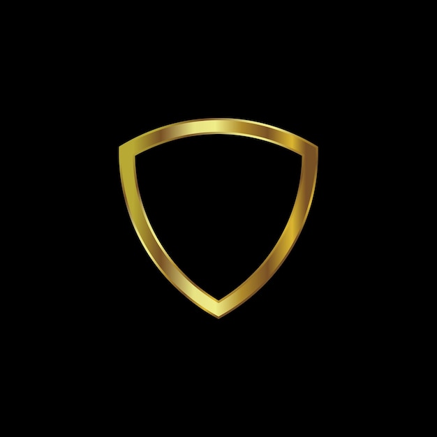 Gold Color Shield Secure Protection Icon Vector Template