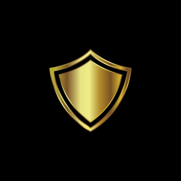 Gold Color Shield Secure Protection Icon Vector Template