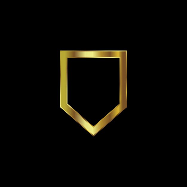 Gold Color Shield Secure Protection Icon Vector Template