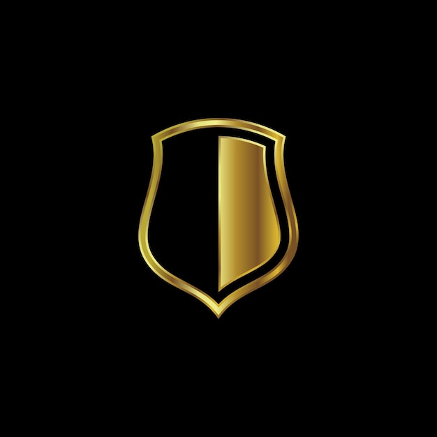 Gold Color Shield Secure Protection Icon Vector Template