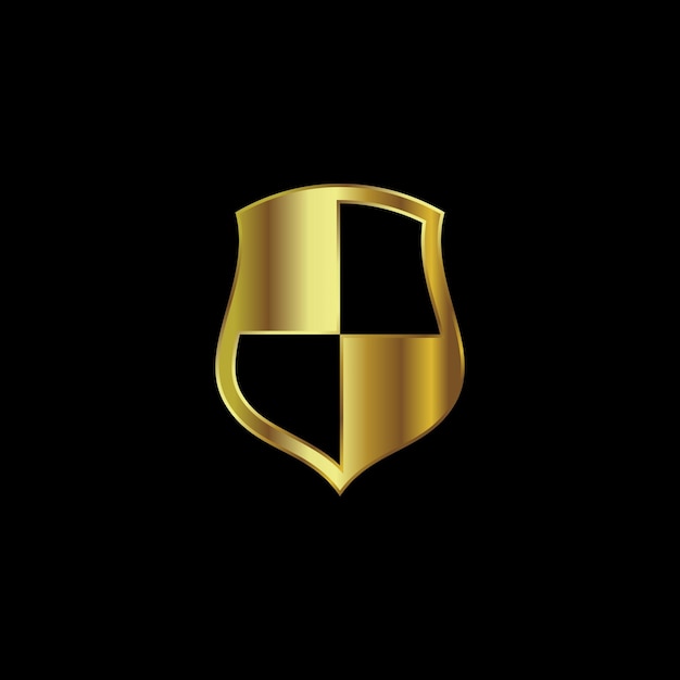 gold color shield secure protection icon vector template