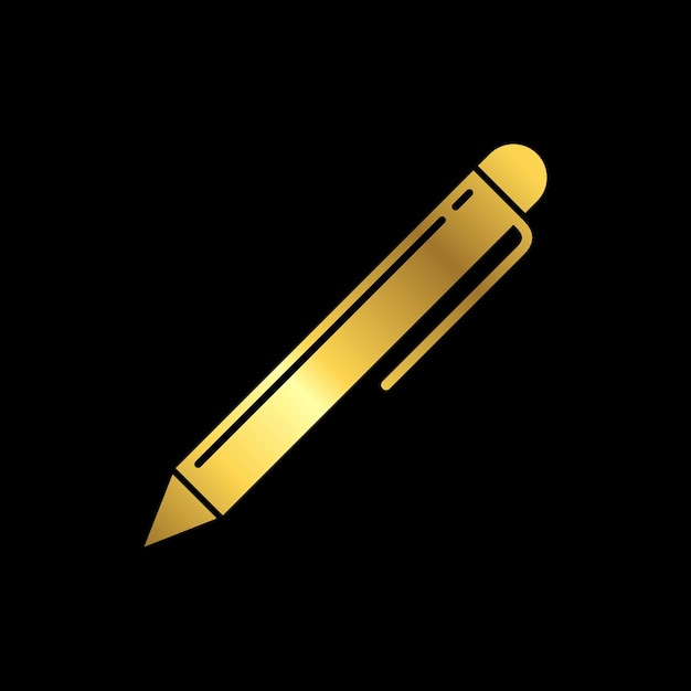 Gold color simple pen icon vector template