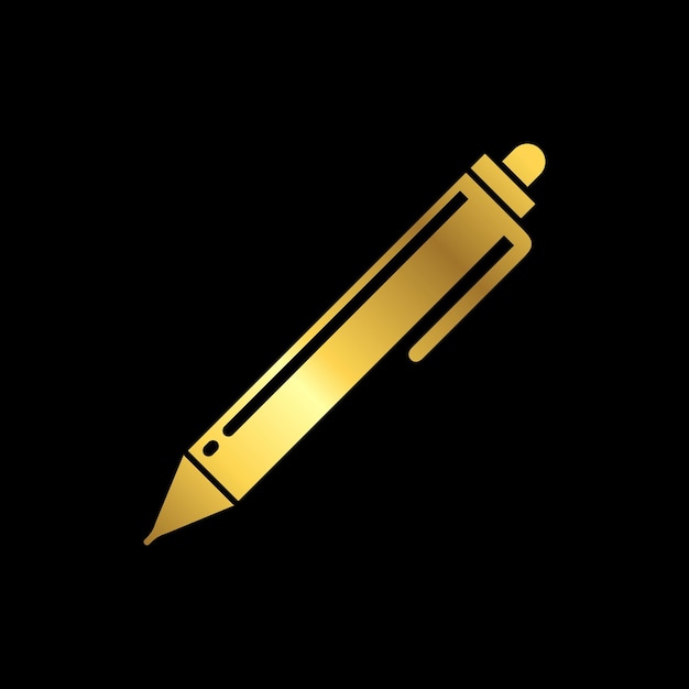 Vector gold color simple pen icon vector template