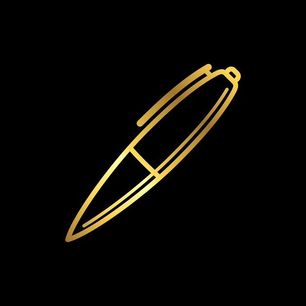 Gold Color Simple Pen Icon Vector Template