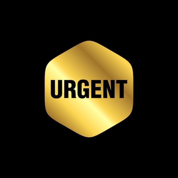 Gold color urgent tag urgent isolated peeler vector template