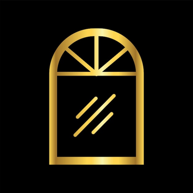 Modello di icona vettoriale di finestra a colore oro logo collezione di tendenza design piatto