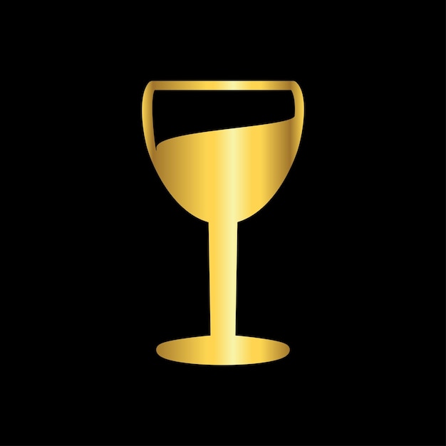 Vector gold color wine glass icon vector template logo trendy collection flat design