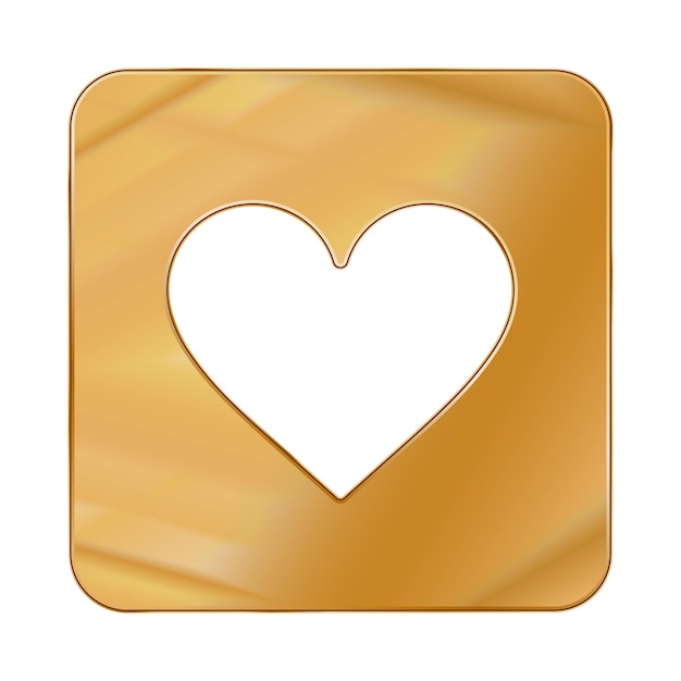 Gold Colored Metal Chrome web icon heart Vector illustration Interface multimedia icon