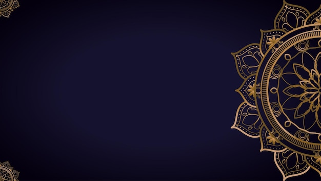 Vector a gold colored vector mandala on a landscape background