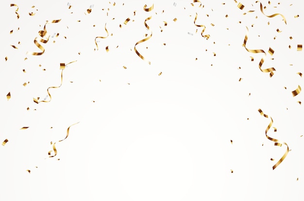 Gold confetti background, isolated on white background