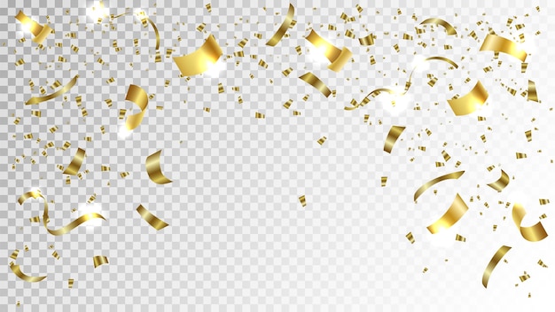 Gold confetti . bright festive tinsel of gold color.