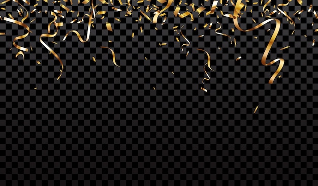 Gold confetti isolated on transparent background