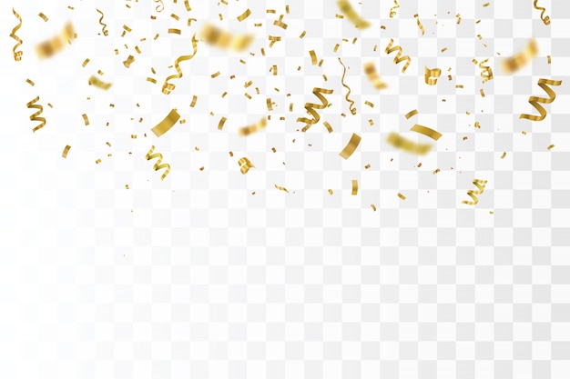 Vector gold confetti isolated.