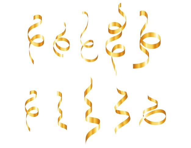 Gold confetti serpentine spiral ribbons golden luxury party decor