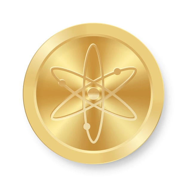 Gold Cosmos coin Concept of internet web cryptocurrency Cosmos medal