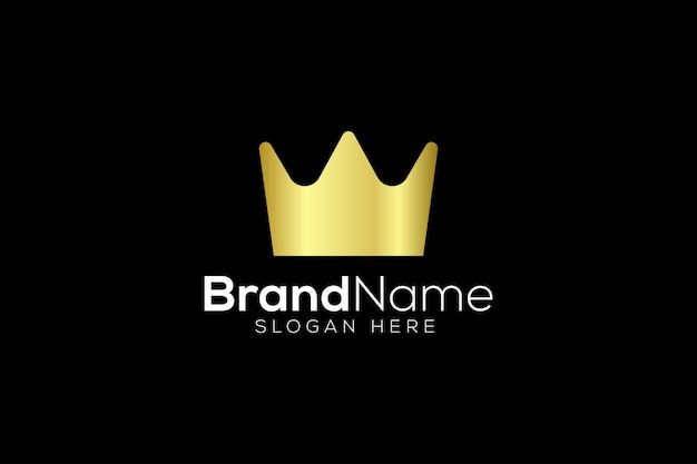 Gold crown icon logo design template