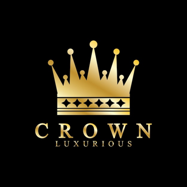 Vector gold crown icons queen king golden crowns luxury logo design vector on black background