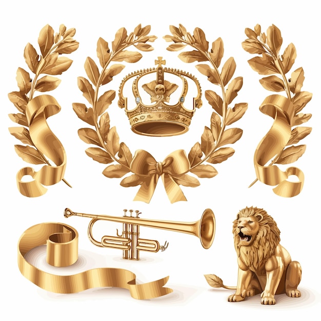 Vector gold_crown_of_the_kinglaurel_wreath