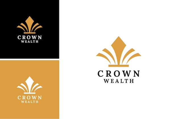 Gold crown wealth logo design vector