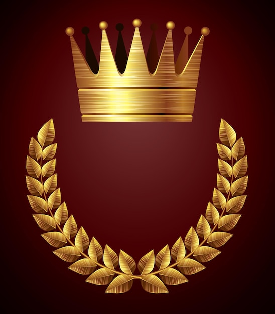 Золотая корона с лавровым венком eps8 cmyk организовано по слоям глобальные цвета используемые градиенты