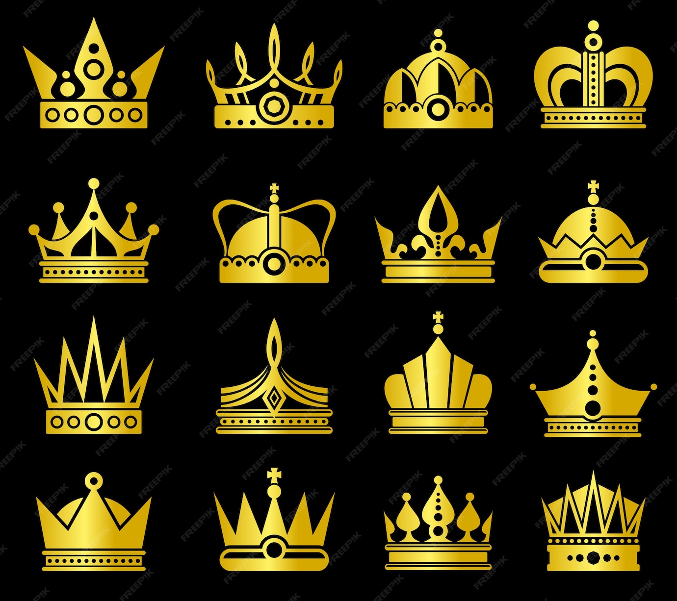 Premium Vector | Gold crowns vector set