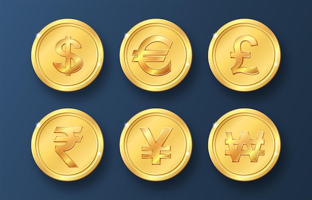 Vector gold currency coins