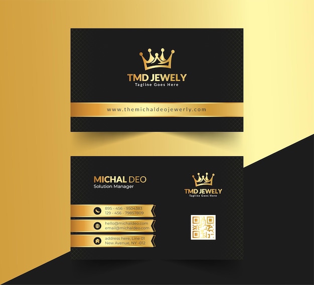Gold and dark blue creative modern business card template